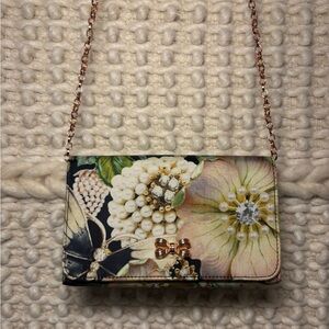 Ted Baker Gem Gardens Bow Black Rose Gold Purse with Removable Strap